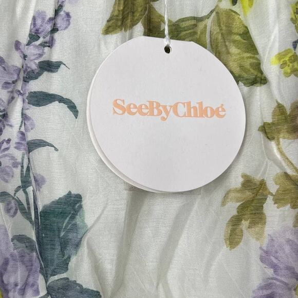 SEE BY CHLOÉ Lace Trimmed Flora Voile Midi Skirt Size 2 NWT $405 - Picture 10 of 16